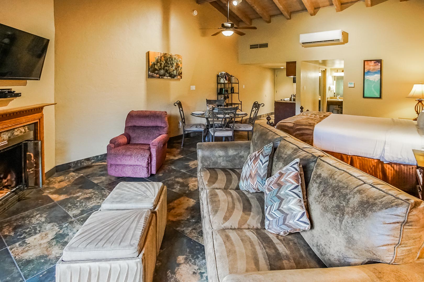 A spacious living room at VRI's Villas at Poco Diablo in Sedona, Arizona.
